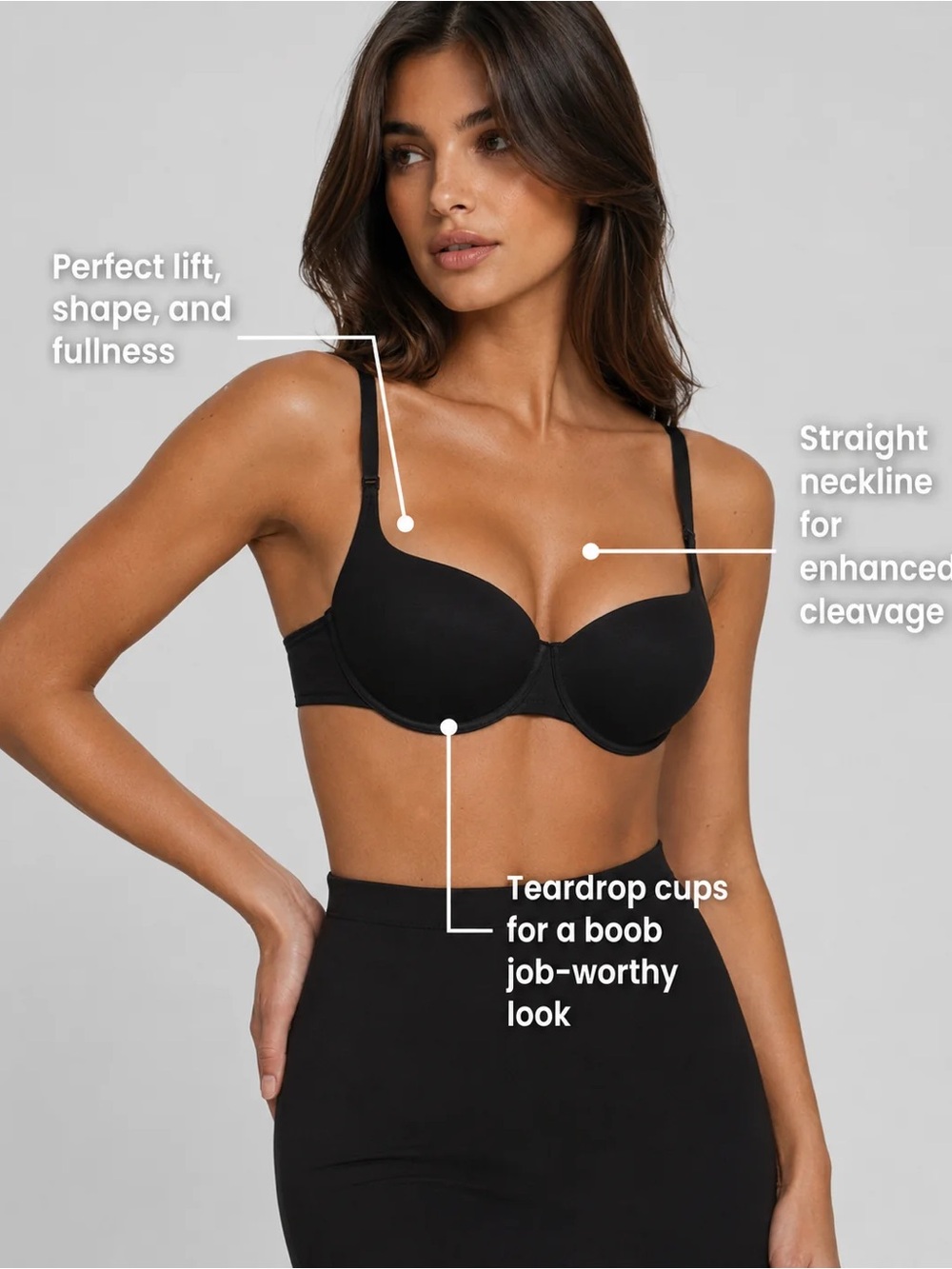 SKIMS Ultimate Balconette Push Up Bra Onxy 38DDD NWT Perfect Bra
